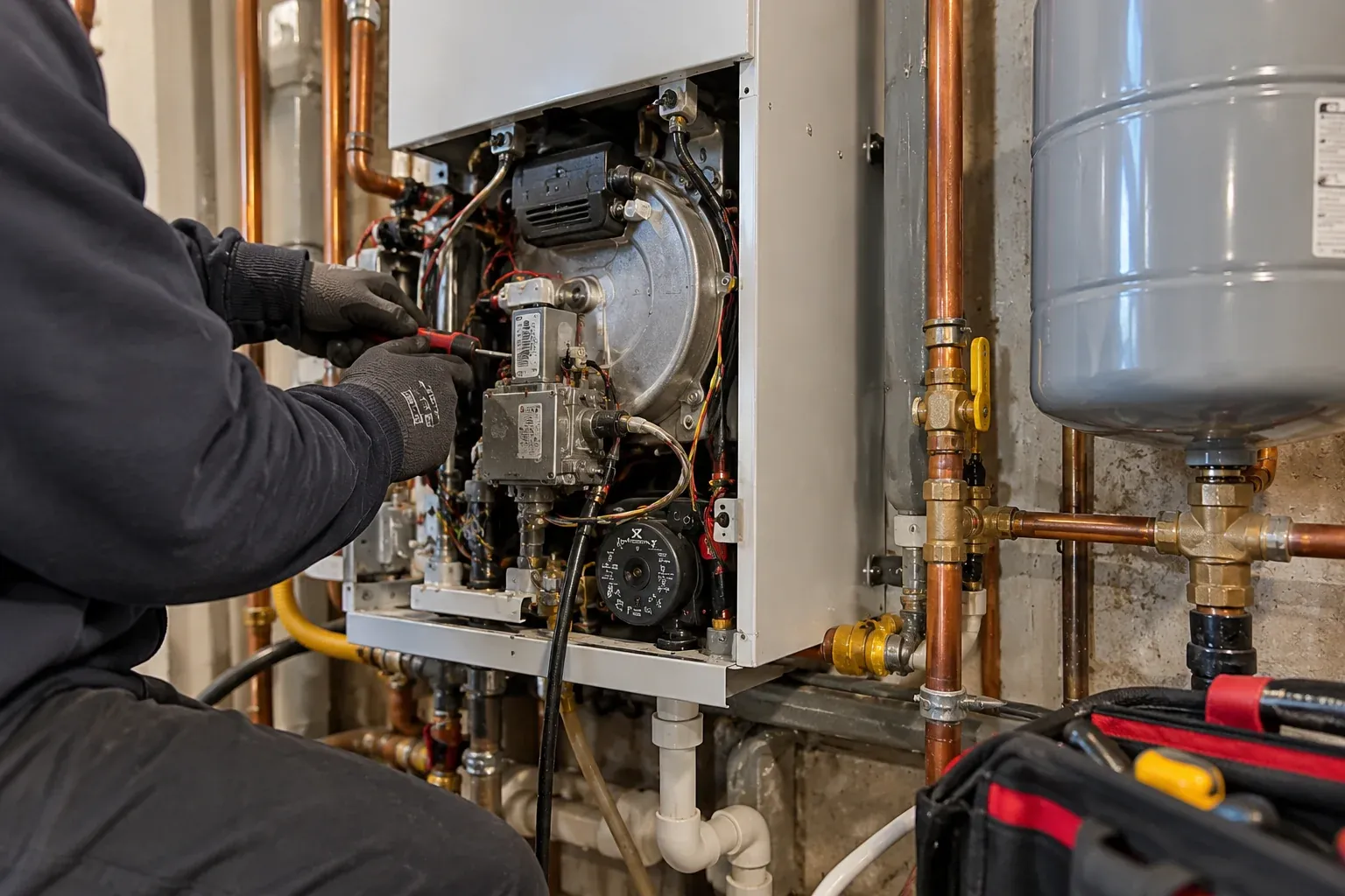 Boiler Repair in Brighton, CO technician at work